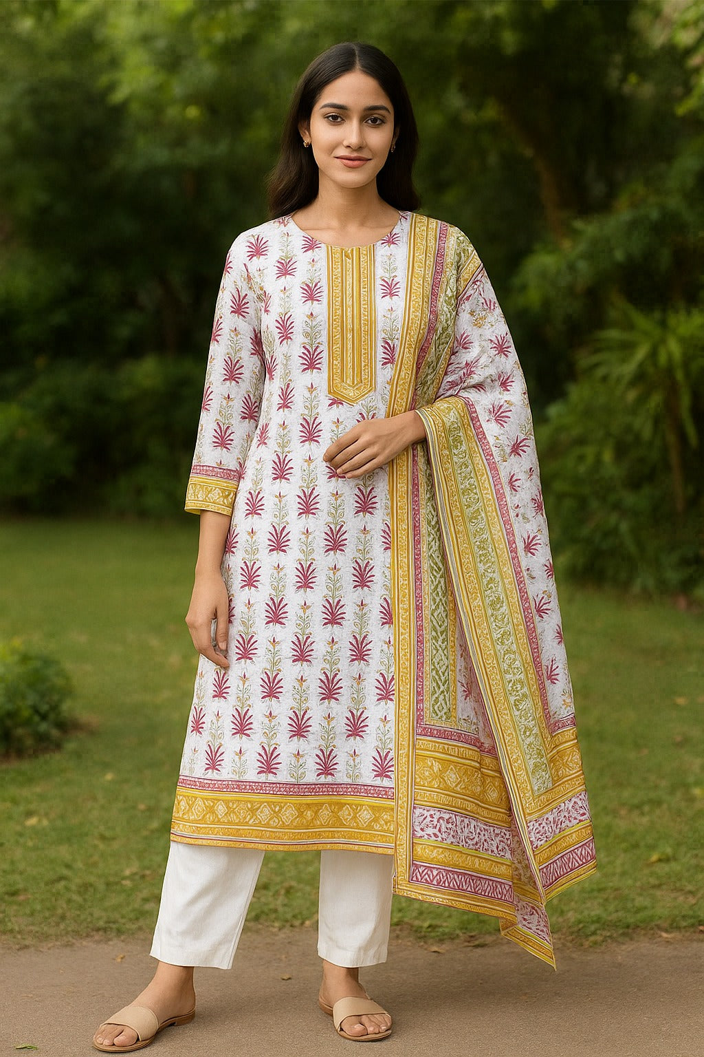 3PCS UNSTICHED PRINTED LAWN