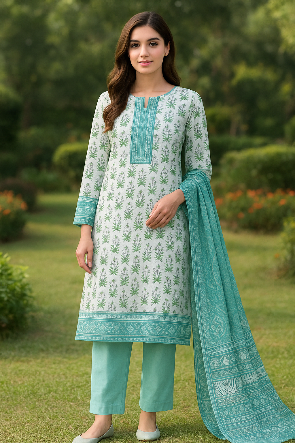 3PCS UNSTICHED PRINTED LAWN