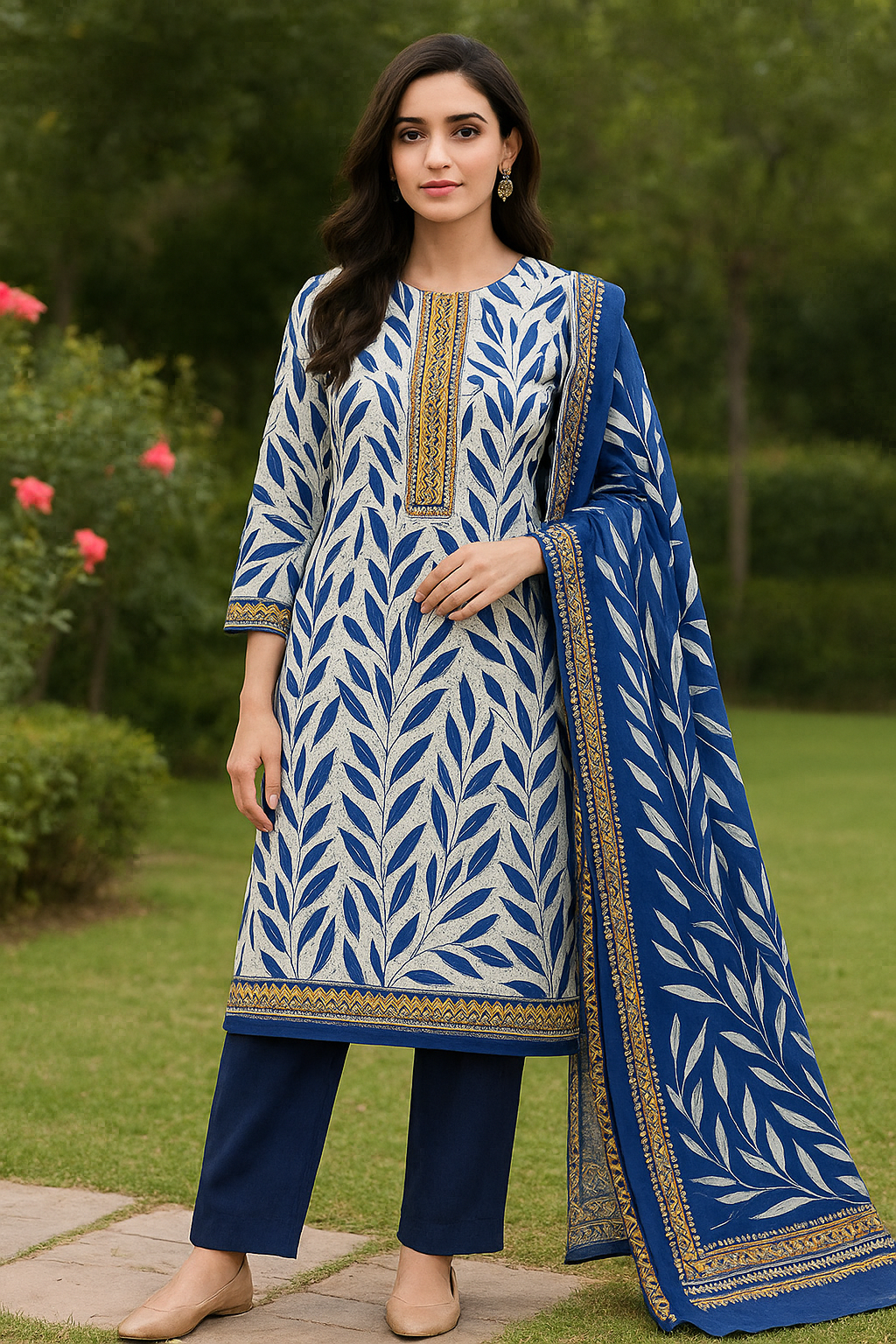 3PCS UNSTICHED PRINTED LAWN