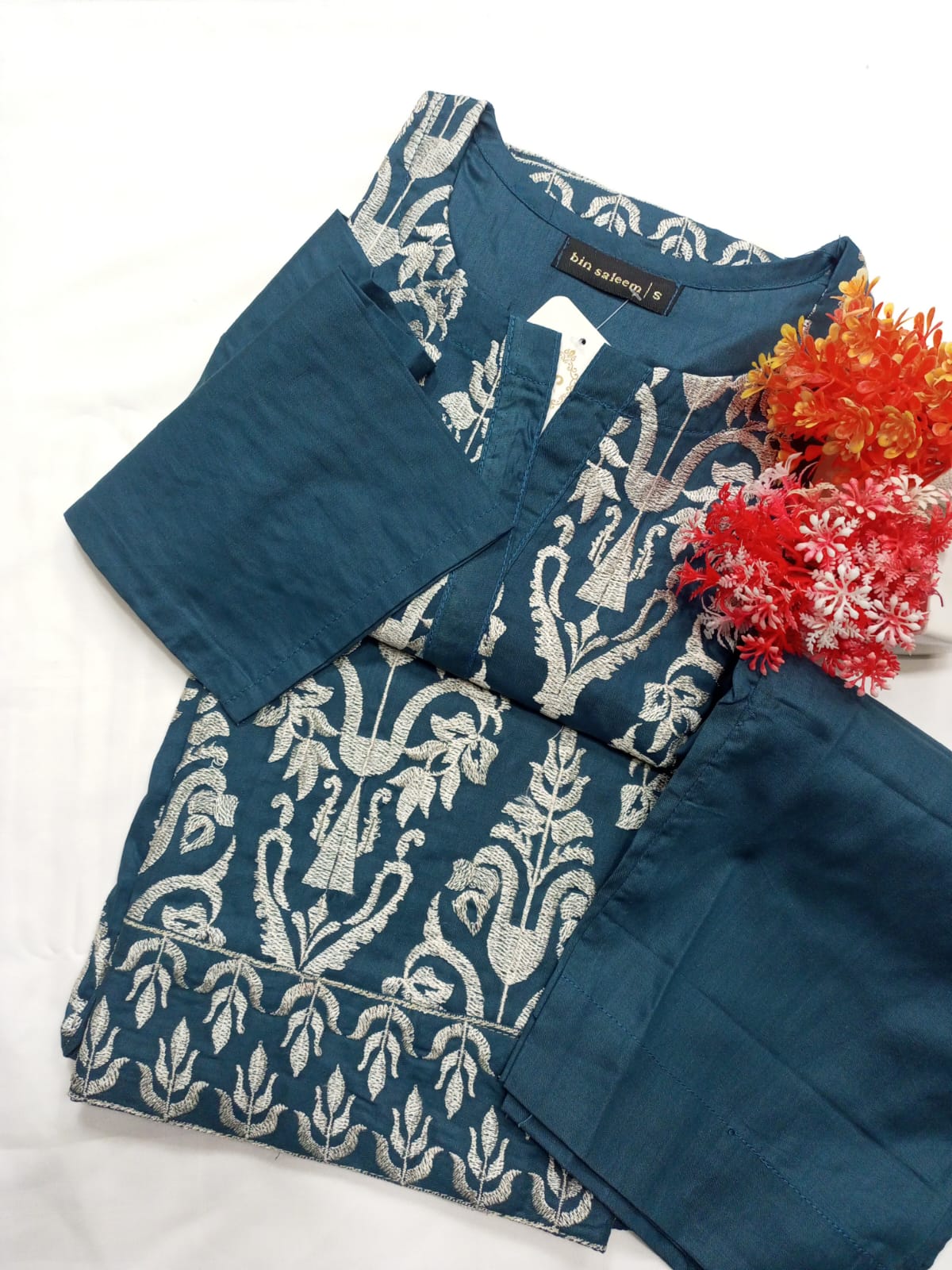 2pcs EMBROIDED PRET HEAVY JAAL WORK - ZINC COLOUR